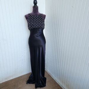 Blondie and Me Evening by Linda Bernell Black Halter Cocktail Prom Dress 11/12